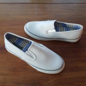 White Sperry Top Sider Mariner Canvas Slip Ons